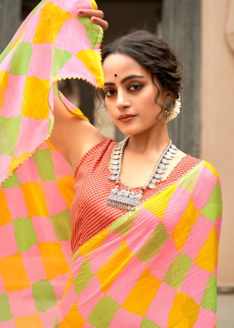 Kashvi Tanishq Fancy Printed Designer Chiffon Ethnic Wear Saree Collection 